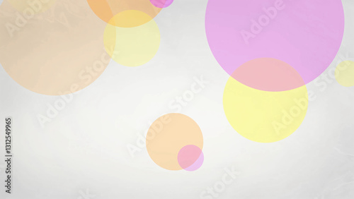 Wallpaper Mural Fundo branco com círculos coloridas transparentes e translúcidas em tons de amarelos e lilás Torontodigital.ca