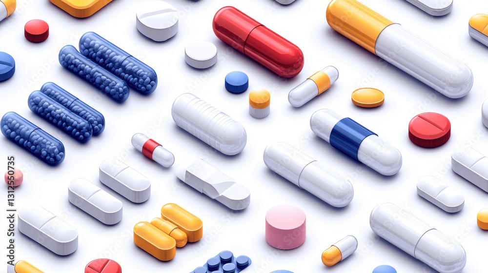 A Colorful Array of Medications: Capsules, Tablets, and Pills A Colorful Array of Medications: Capsules, Tablets, and Pills
