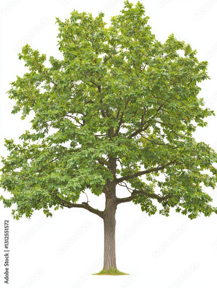 Obraz premium Lush Oak Tree with Smooth Bark Displaying Vibrant Green Leaves