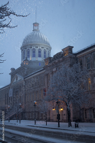 montreal old port in snow photo