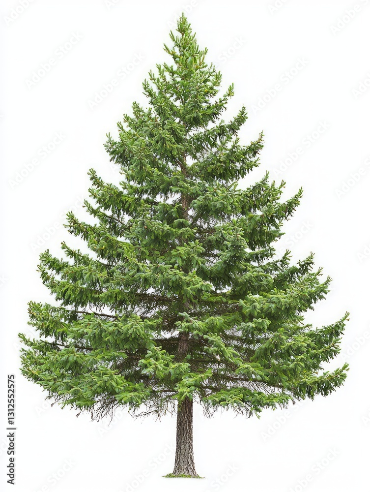 Fototapeta premium Dense Spruce Tree Isolated on White Background for Design Use