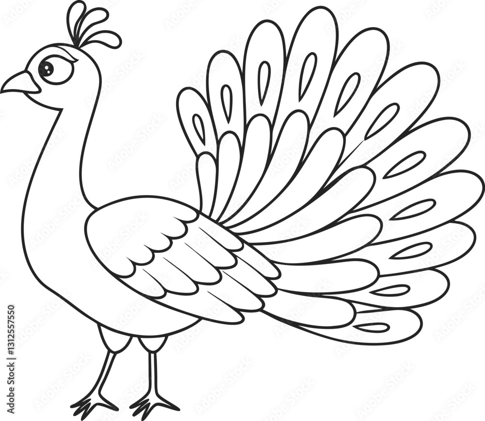 Outline Illustration of a Peacock with Spread Feathers for Coloring Pages Outline Illustration of a Peacock with Spread Feathers for Coloring Pages