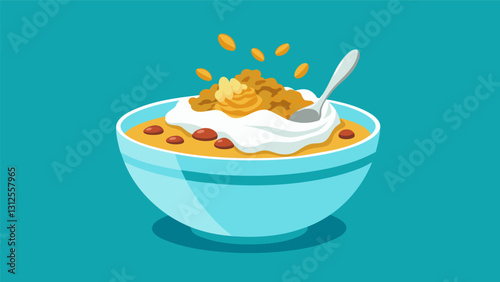 The layers of honeydrizzled homemade granola and tangy plain yogurt are like a symphony of flavors creating the perfect balance of sweetness and. Vector illustration