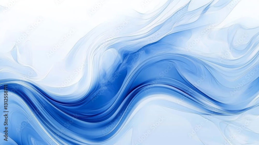 Obraz premium Abstract Blue Wave Composition Fluid Digital Painting, Abstract Art, Digital illustration Abstract art, digital painting