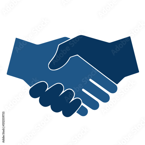 Dark blue handshake icon symbolizing partnership and agreement in a clean minimalist design on a transparent background