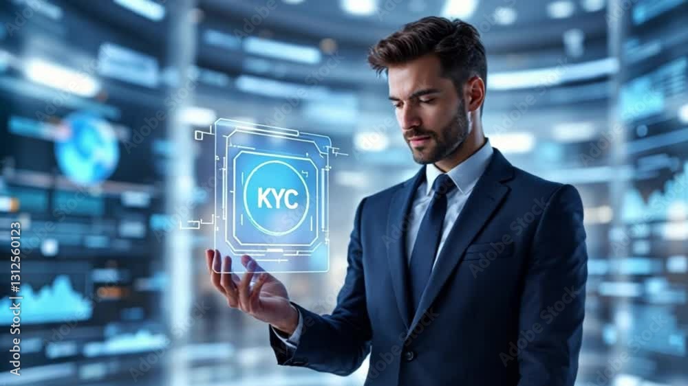 KYC Compliance and Identity Verification Concept with Digital Icons KYC Compliance and Identity Verification Concept with Digital Icons