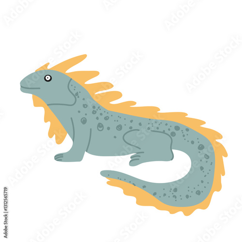 Varan or Komodo dragon, desert lizard, vector illustration isolated on white background. African animal reptiles, Varanus salvator. Colorful clipart, drawn in simple flat cartoon style.