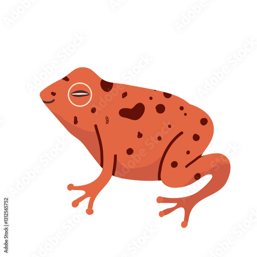 Wood frog character, animal in flat style. Wild animals, wild creatures, wildlife concept. Frog vector design isolated on white background
