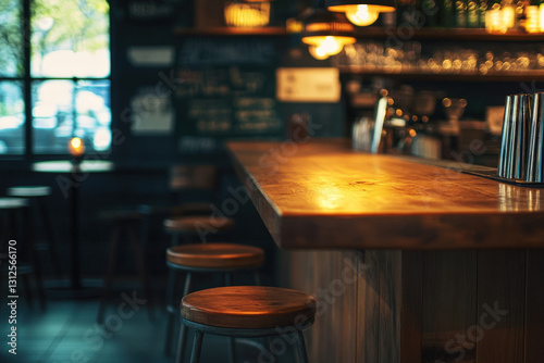Wallpaper Mural Elegant Wooden Bar Counter in a Dimly Lit Cozy Pub with Ambient Lighting Torontodigital.ca