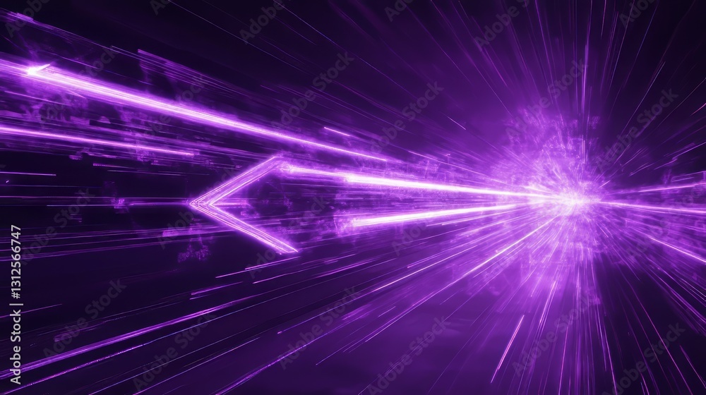 Fototapeta premium futuristic purple neon abstract background with glowing arrow patterns, sleek and high-tech digital design