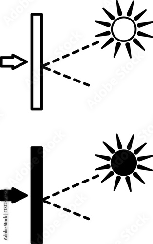 Reflective Icons. Black and White Vector Illustration. Reflective Fabric. Material Characteristics Concept