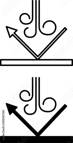 Windproof Fabric Icons. Black and White Vector Illustration. Material That Has Windproof and Waterproof Properties. Outerwear, Jackets, Coats. Material Characteristics Concept