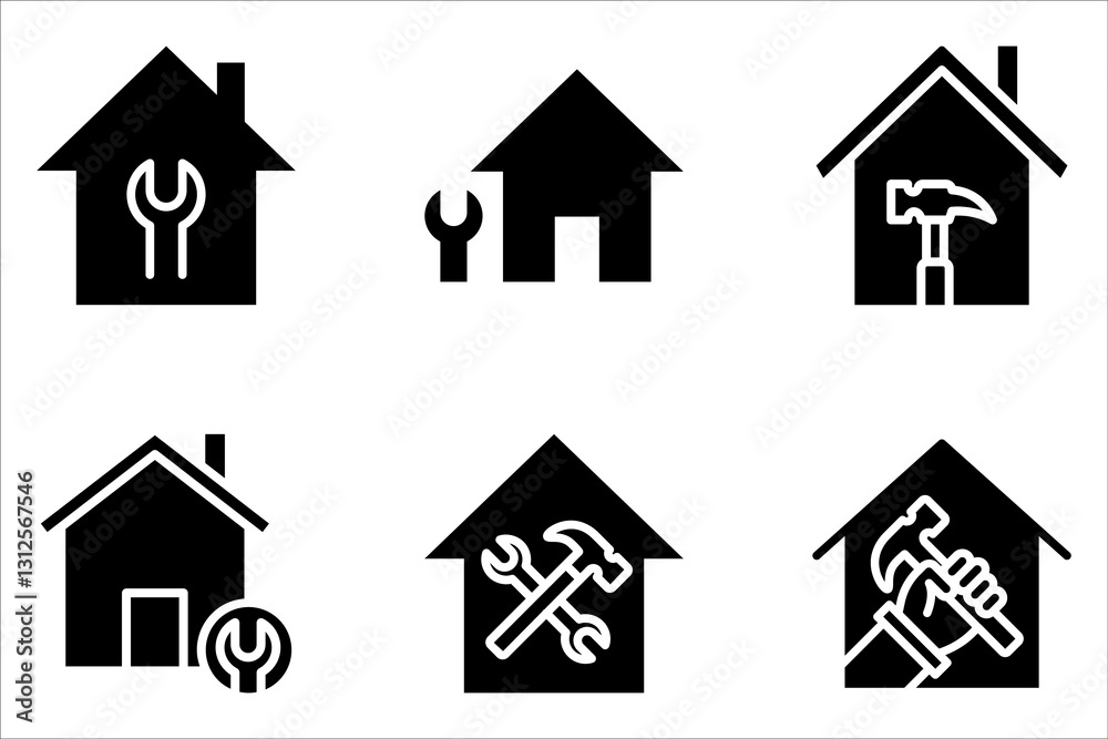 home repair vector icon set. simple line element illustration from construction concept on white background home repair vector icon set. simple line element illustration from construction concept on white background