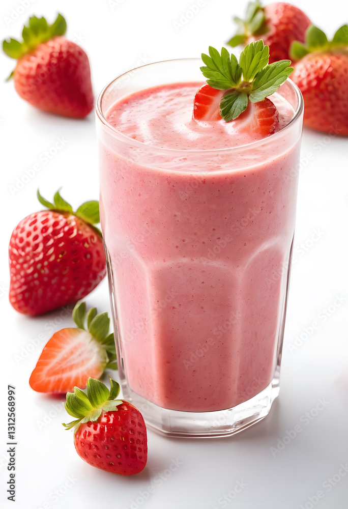 Refreshing Strawberry Smoothie in a Glass with Fresh Strawberries Refreshing Strawberry Smoothie in a Glass with Fresh Strawberries