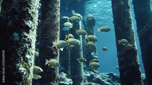 Fish Around Wooden Pier