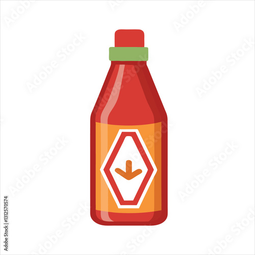 Classic Ketchup Bottle Icon Vector Art