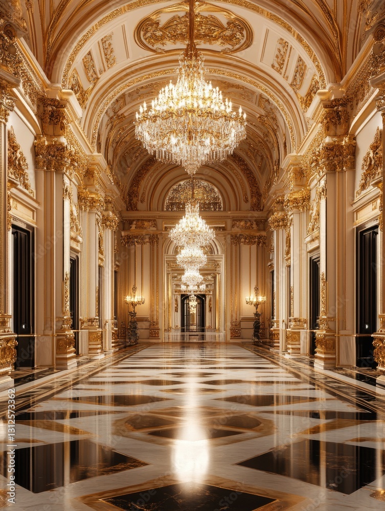 Obraz premium Large Hall with Chandeliers