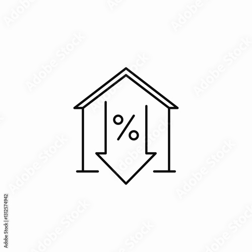 house low percentage icon sign vector