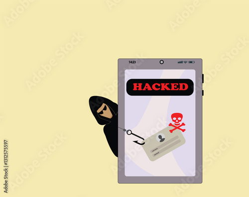 hacking phone, vector
