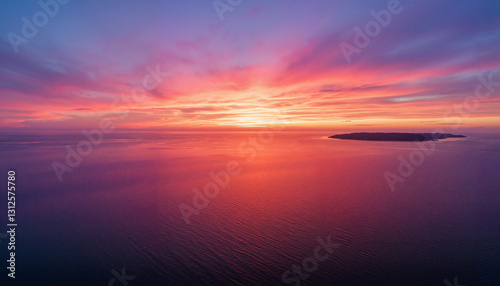 Mesmerizing sunset over ocean with vibrant hues, tranquil escape
