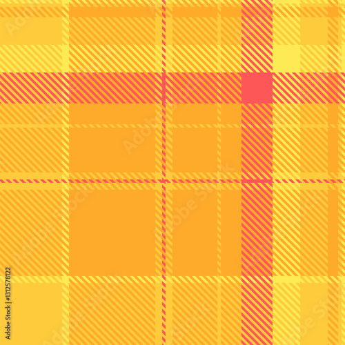 Vibrant yellow and coral plaid pattern.  Perfect for textile design, fashion, or website backgrounds. This cheerful, summery design evokes warmth and energy.
