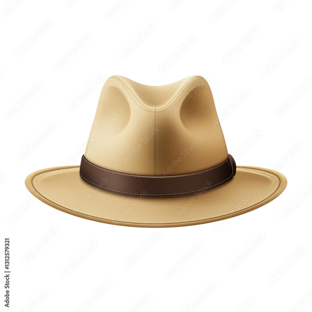 Fototapeta premium Light brown safari hat isolated on a transparent background for outdoor adventures and travel exploration, Safari hat isolated on the transparent background