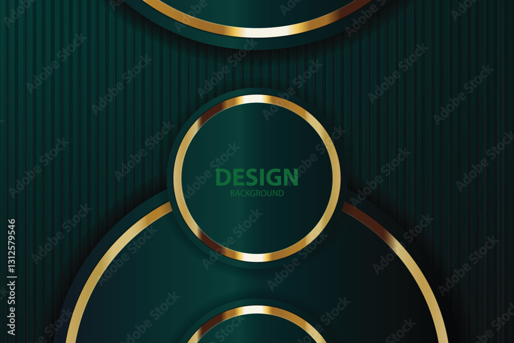 Green gold circle design; striped backdrop; website template