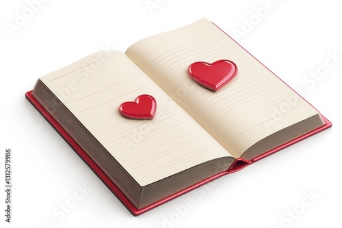 3D Love-Themed Scrapbook Isolated and White Background