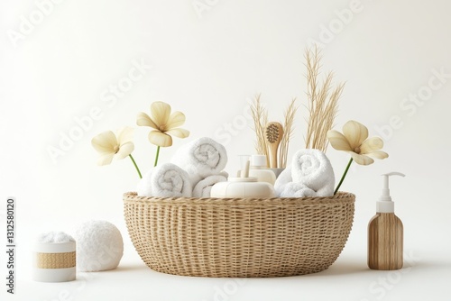 3D Luxury Spa Gift Basket Isolated and White Background