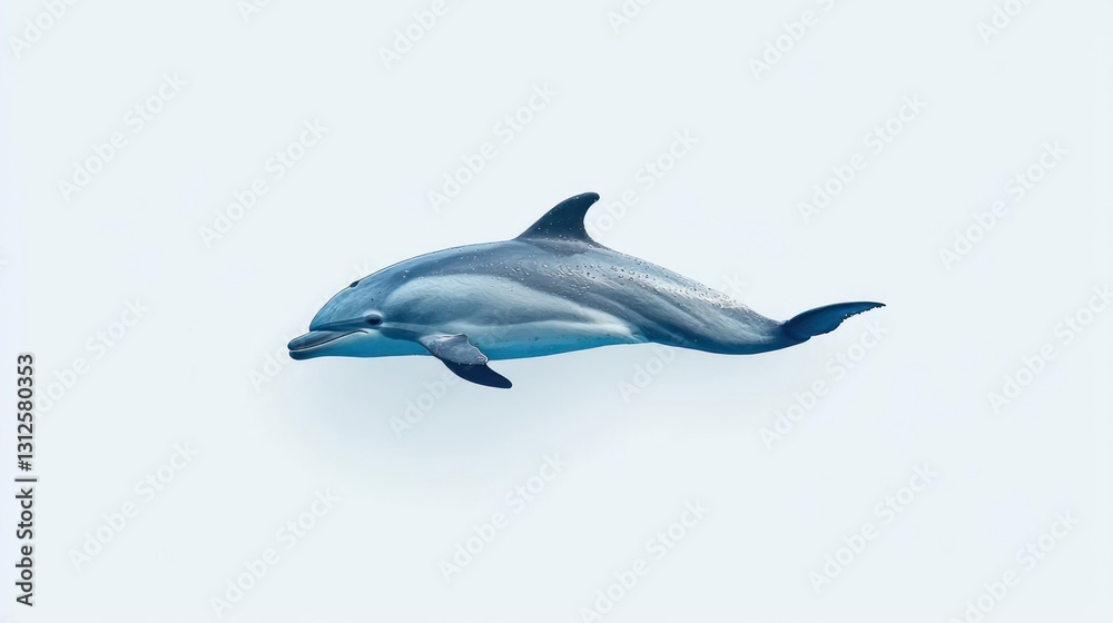 Fototapeta premium Striped Dolphin Swimming in Clear Water