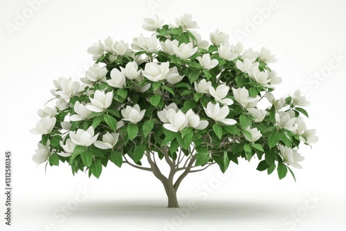 3D Magnolia Tree Isolated and White Background