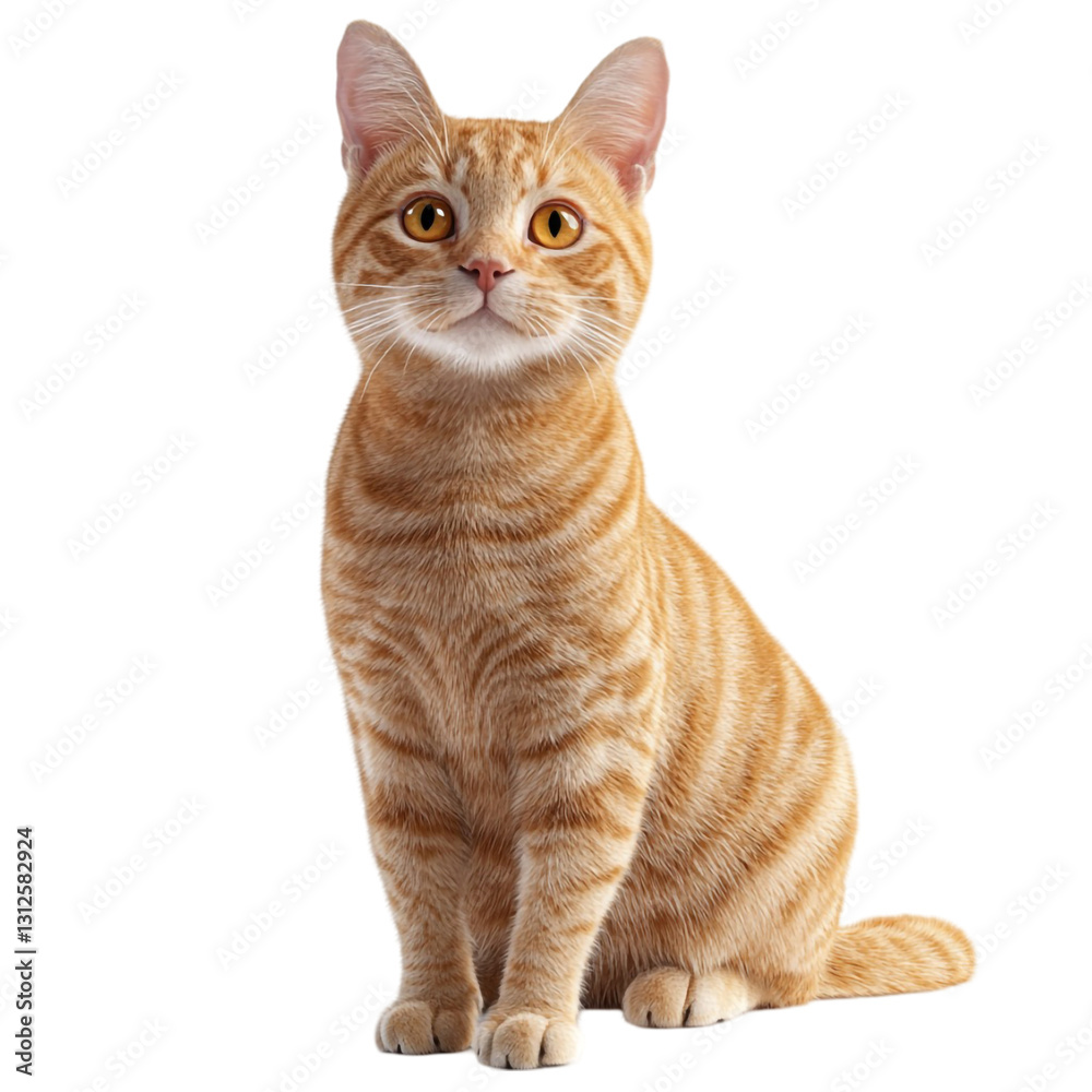 Obraz premium Adorable ginger cat sitting alertly curious gaze warm fur soft paws