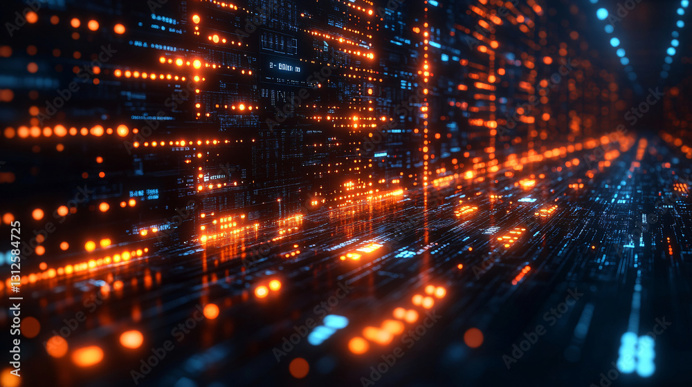 Fototapeta premium A dark and orange background representing the ai-powered demand forecasting in procurement visualizing market insights