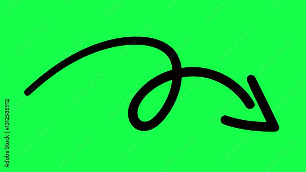 Curved arrow transparent 4K video, green screen Curved arrow transparent 4K video, green screen
