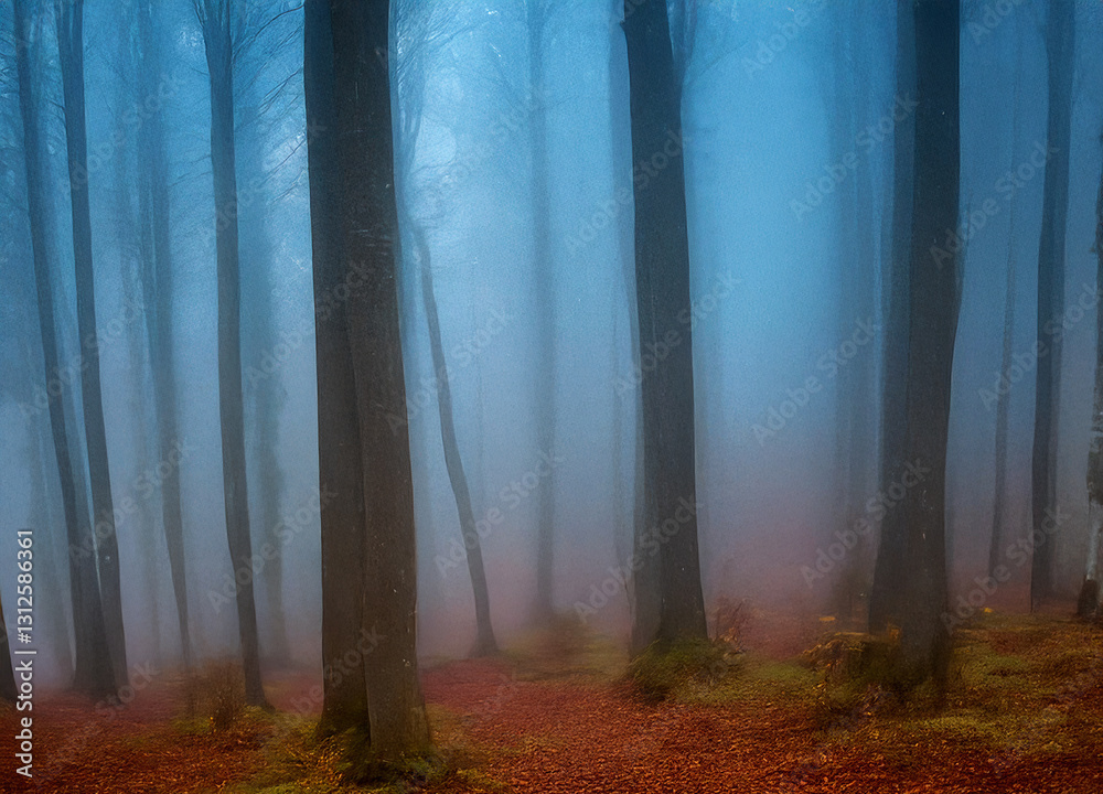 Naklejka premium fog in the fairytale forest