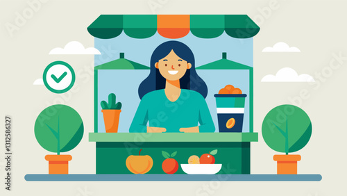 The holistic nutritionist booth offered personalized consultations and meal planning tips promoting a balanced and nourishing approach to food.. Vector illustration
