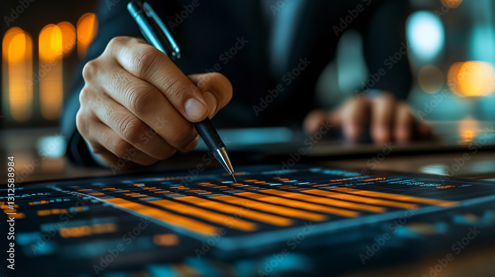 Naklejka premium Individual concentrating on writing notes on a digital tablet for enhanced procurement cost optimization strategies