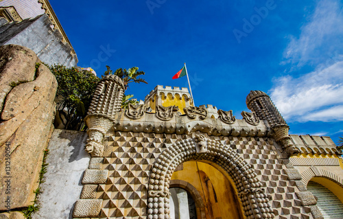 Exploring the vibrant architectural details of National Palace of Pena in Sintra Portugal