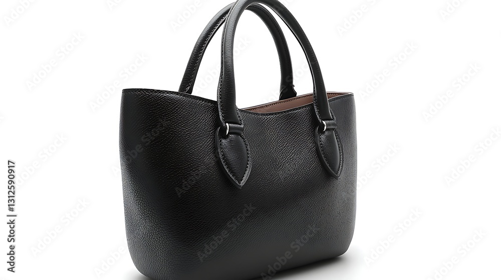 Naklejka premium Black Leather Tote Bag Studio Shot.