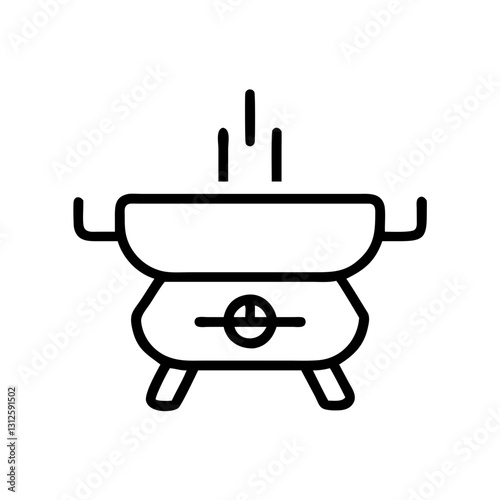 Electric grill icon steaming in kitchen, cooking concept