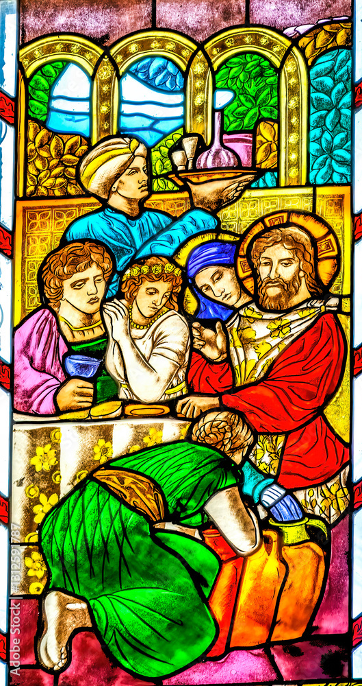 Colorful Jesus Wine Stained Glass St Joseph Cathedral Tianjin China
