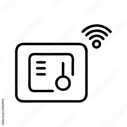 Smart thermostat icon with Wi-Fi signal, energy efficiency concept