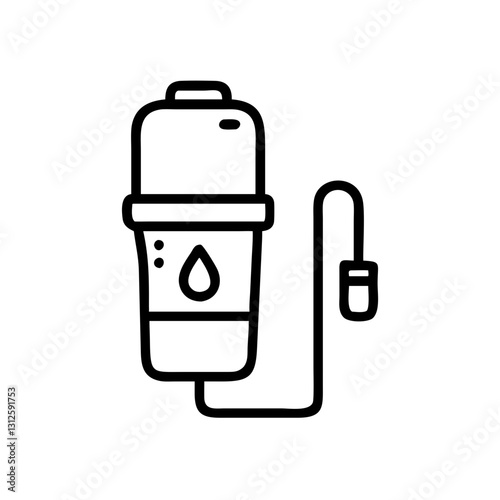 Water purifier icon with droplet, clean drinking water concept