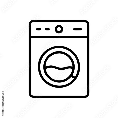 Washing machine icon featuring clean clothes, home appliance concept