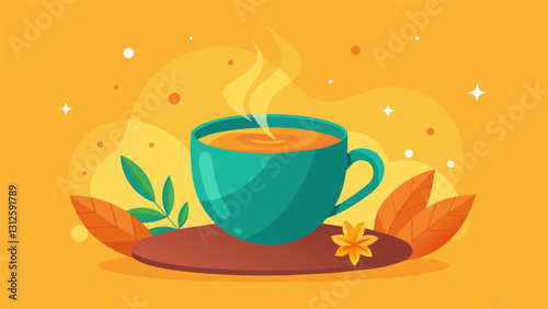 The warmth and comfort of the tea as it soothes the mind and body.. Vector illustration