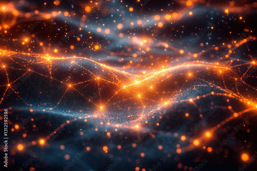 Obraz premium Glowing particles form abstract cosmic landscape