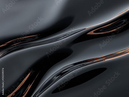 Captivating reflections on a smooth black surface in an artistic exploration of light and texture