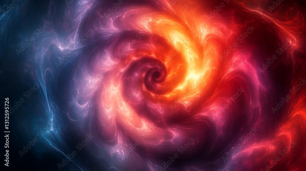 A colorful spiraling nebula glows with vibrant shades of light A colorful spiraling nebula glows with vibrant shades of light