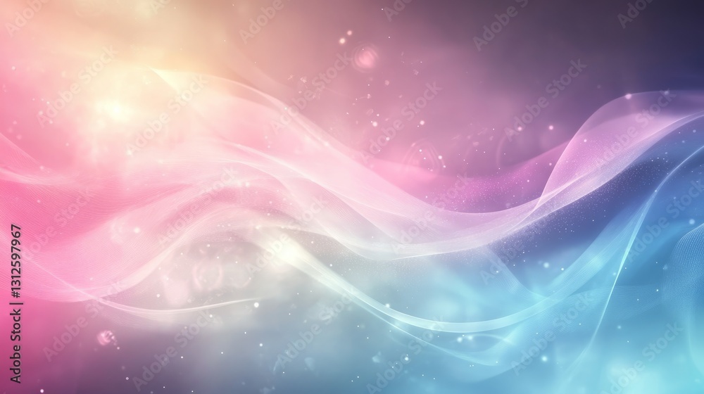 Obraz premium gradient pink and blue abstract background with floating highlights and smooth curved patterns, sleek and futuristic, artistic and vibrant design