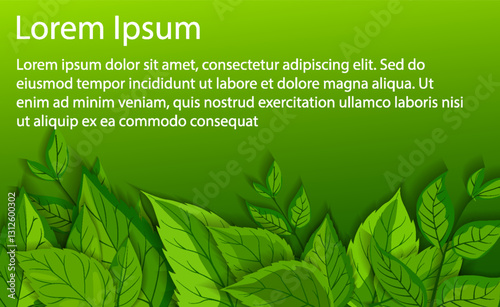 Vector illustration mockup with lush green foliage and placeholder text for design projects on eco-friendly themes